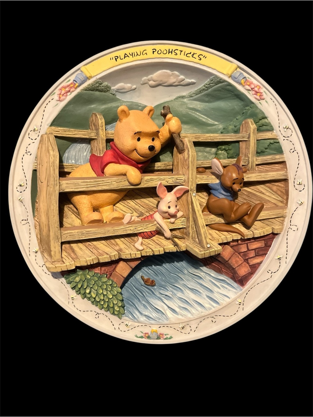 Winnie the Pooh collectors plate-“Playing Poohsticks “